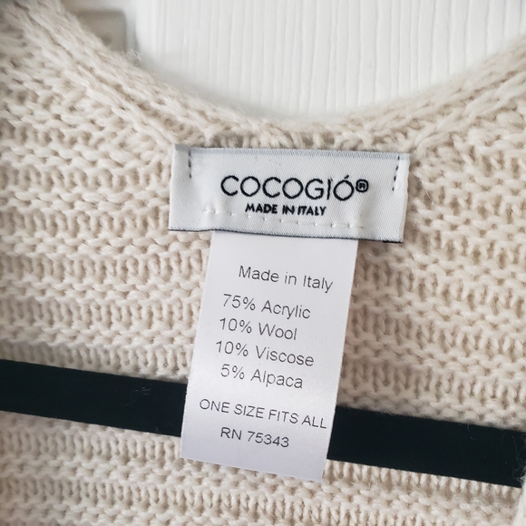 Cocogio Italian Italy Wool Alpaca 1 Size Fits All Sweater Black Nude Knit #26 - Picture 5 of 5